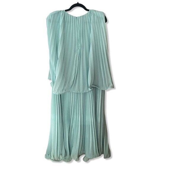 AMUR Arlette Dress in Soft Sage pleated midi sheer trapeze swing Revolve $598 6 - Picture 6 of 16